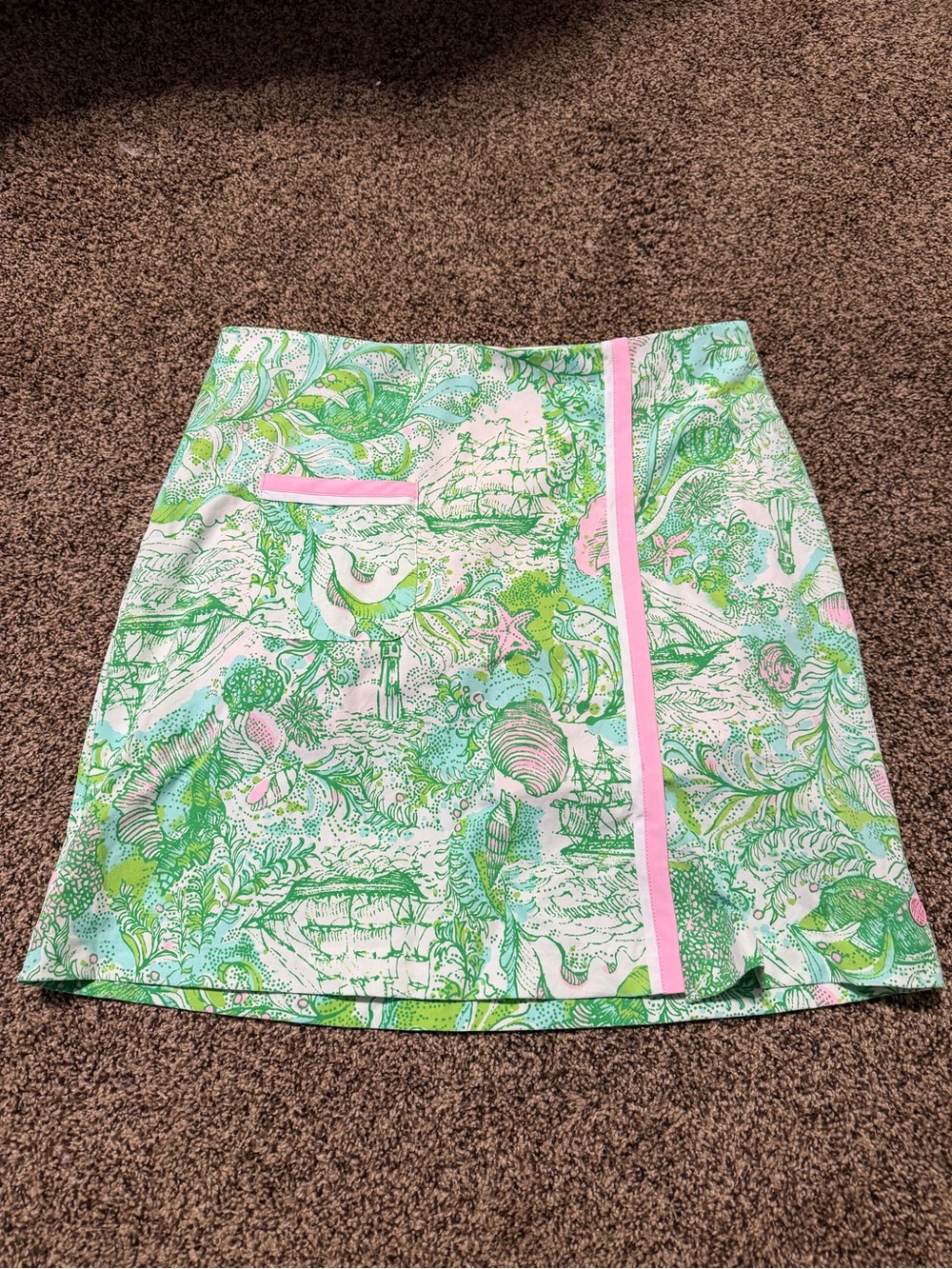 Lilly Pulitzer Green & Pink Printed Mini Skirt